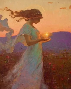 Femme qui tient le feu sacré